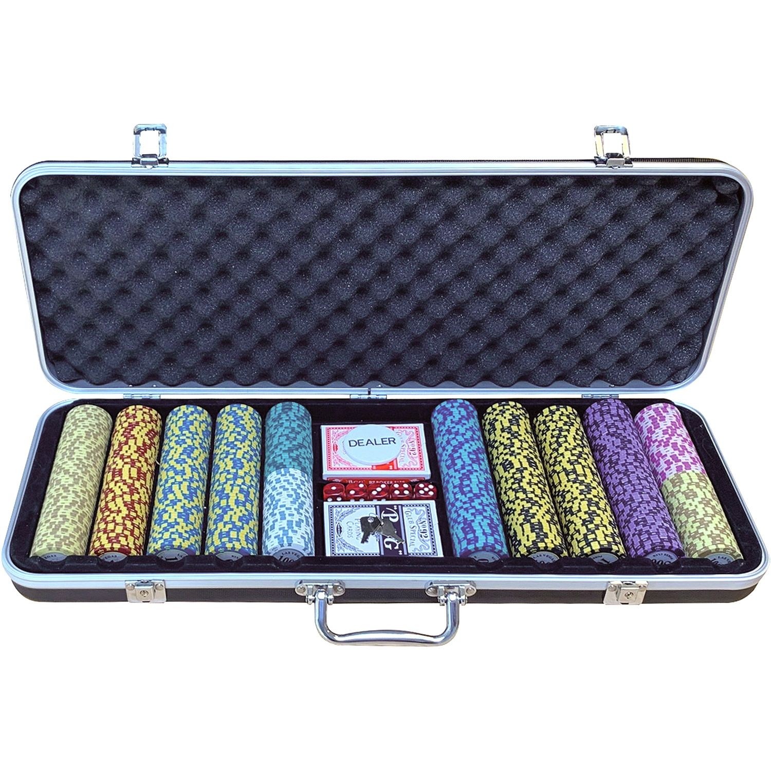 Pokerio rinkinys DLX 500 žetonų 14g su vertėmis
