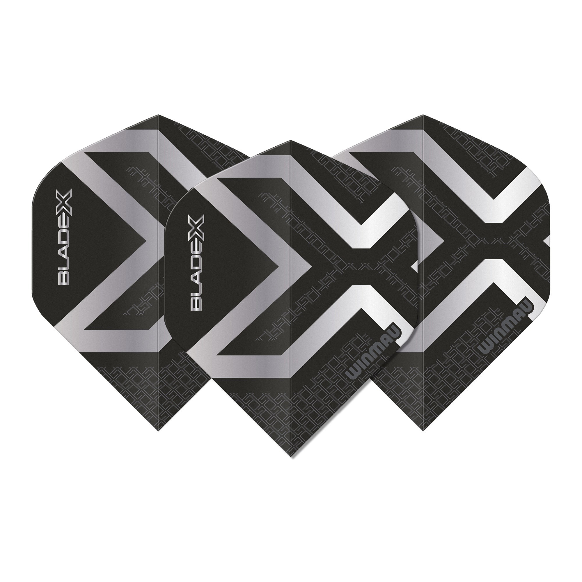 Smiginio strėlyčių sparneliai Winmau Blade X Prism Delta Metallic, juodi ir sidabriniai