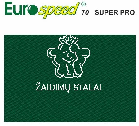 Biliardo audinys Eurosprint 70 Super Pro, 198 x 125 cm dydžio, žalia spalva