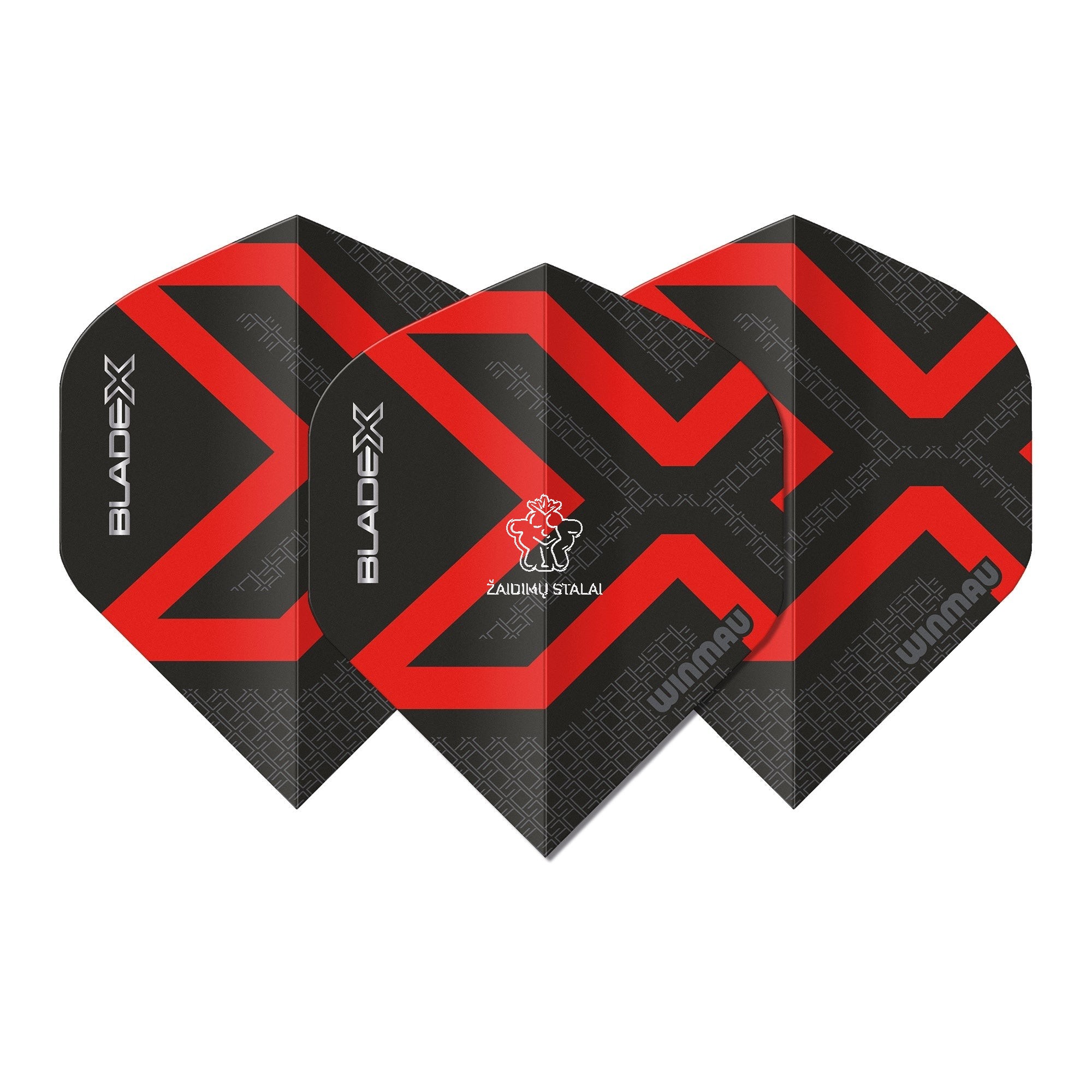 Smiginio strėlyčių sparneliai Winmau Blade X Prism Delta Metallic, juodi ir raudoni