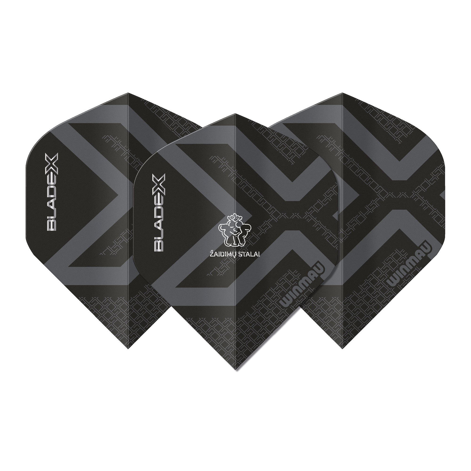 Smiginio strėlyčių sparneliai Winmau Blade X Prism Delta Metallic, juodi