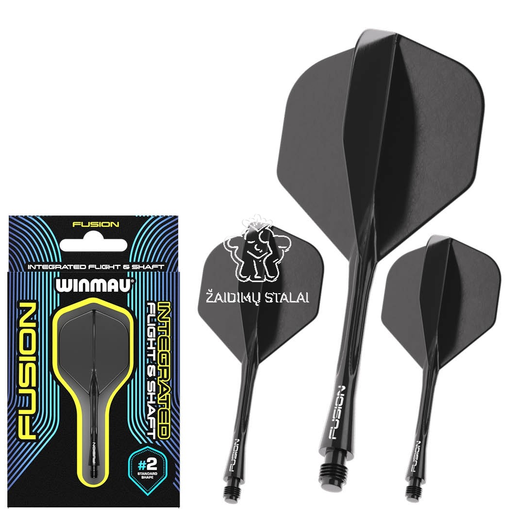Smiginio strėlyčių koteliai su sparneliais Winmau Fusion #2, juodi, trumpi (Short)