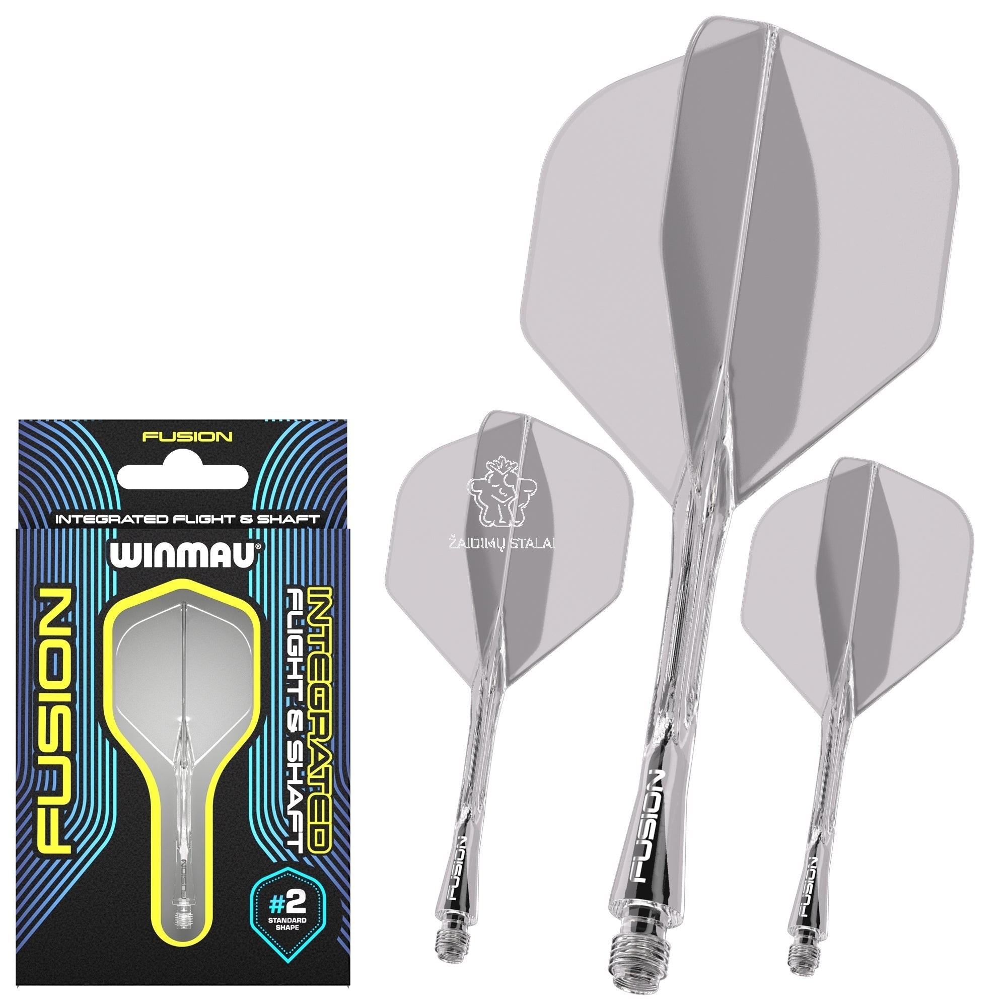 Smiginio strėlyčių koteliai su sparneliais Winmau Fusion #2, skaidrūs, tarpinio ilgio (Intermediate)